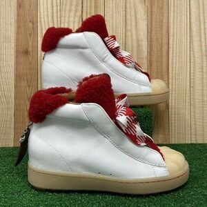NEW Coach G1493 White Red Leather Shearling Boots Women's SZ 6 B G